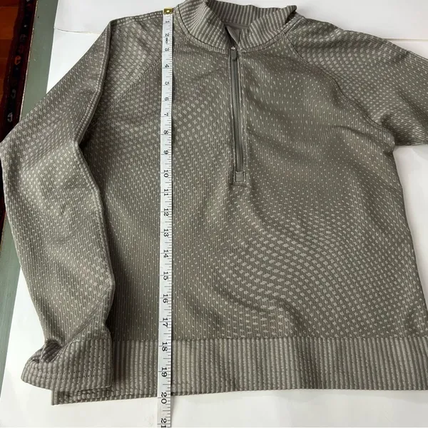 Lululemon Rest Less Cropped Half-Zip Grid Warp Rover Raw Linen Size 10 (Est) - Image 8