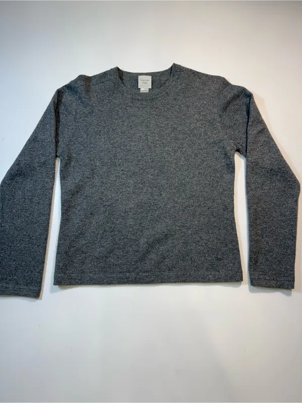 Garnet Hill 100% Cashmere Women's Gray Scoop-Neck Knit Sweater - Image 2