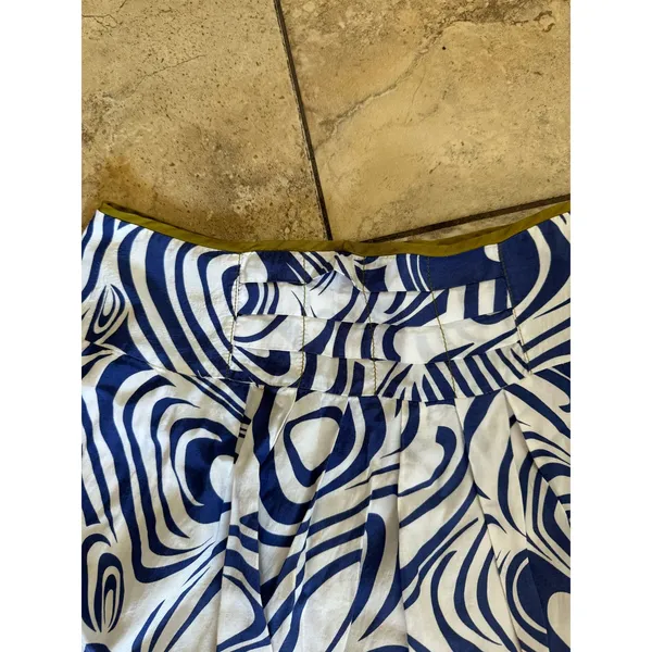 CAbi Womens Skirt Sz 0 Lombard Blue‎ White Geo Swirl Pockets A-Line - Image 9