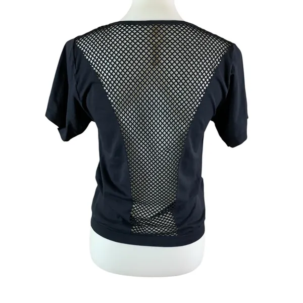 Varley Black Mesh Back‎ Athleisure Activewear Short Sleeve Performance Tee XS - Image 2
