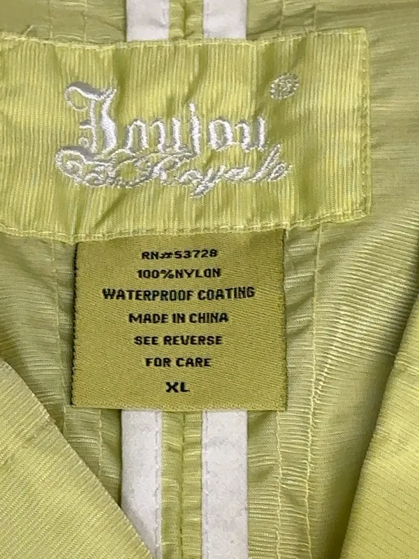 Joujou Women’s XL Lime Yellow Waterproof Double Breasted Rain Jacket - Image 9