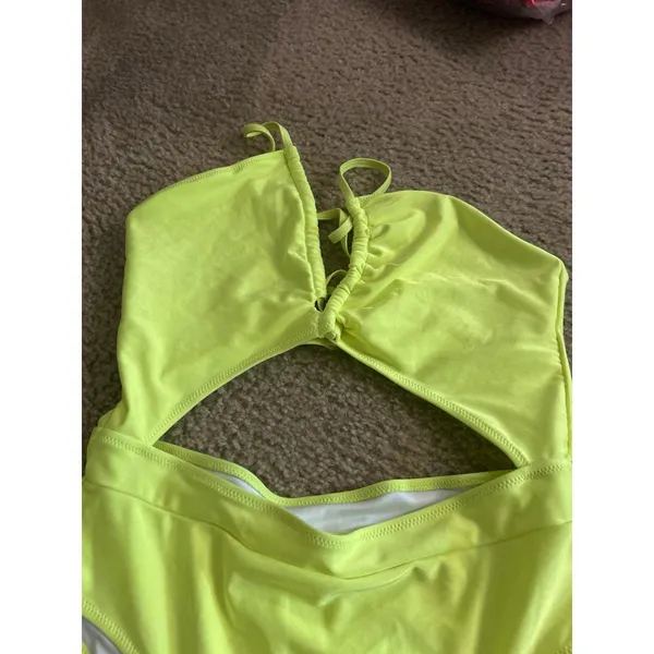 Swimsuit bathing suit beach cd24 neon yellow size xl - Image 3
