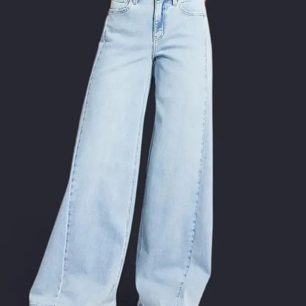 Vervet Light Blue Wide-Leg Super Flare Palazzo Jeans Side Seams - Image 5