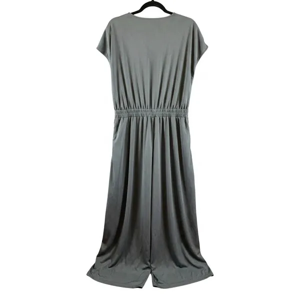Halara Women’s Gray V-Neck Sleeveless Wide Leg Jumpsuit Size Large New - Image 4