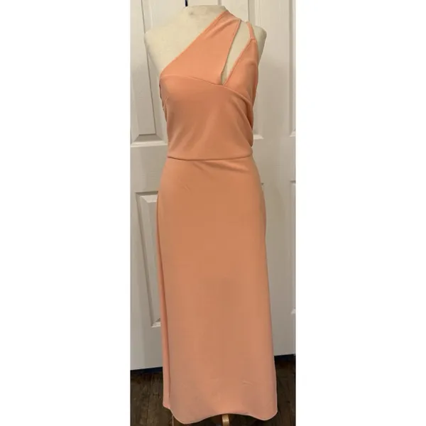 Abercrombie & Fitch NWT Bridesmaid Dress Sz MED Peach Asymmetric‎ Formal Prom - Image 2