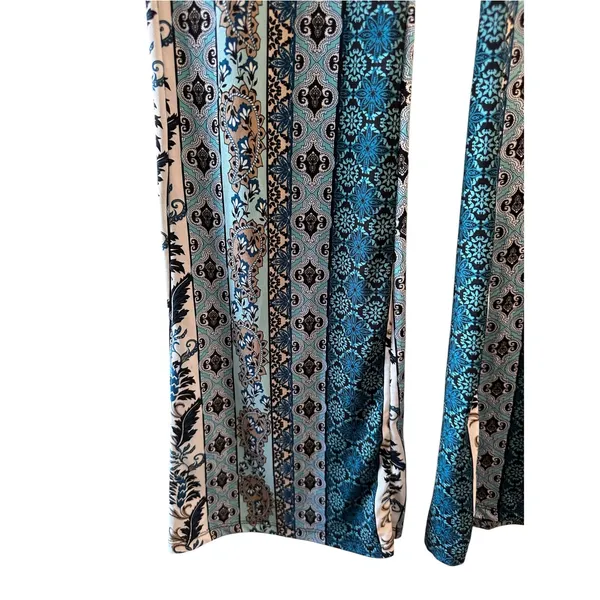 Iris Blue Multi Paisley Floral Bell Bottom Leggings Women Sz S - Image 8