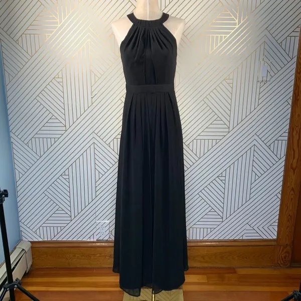 Spotlight‎ by Warehouse Black Chiffon Halter Gown - Image 3