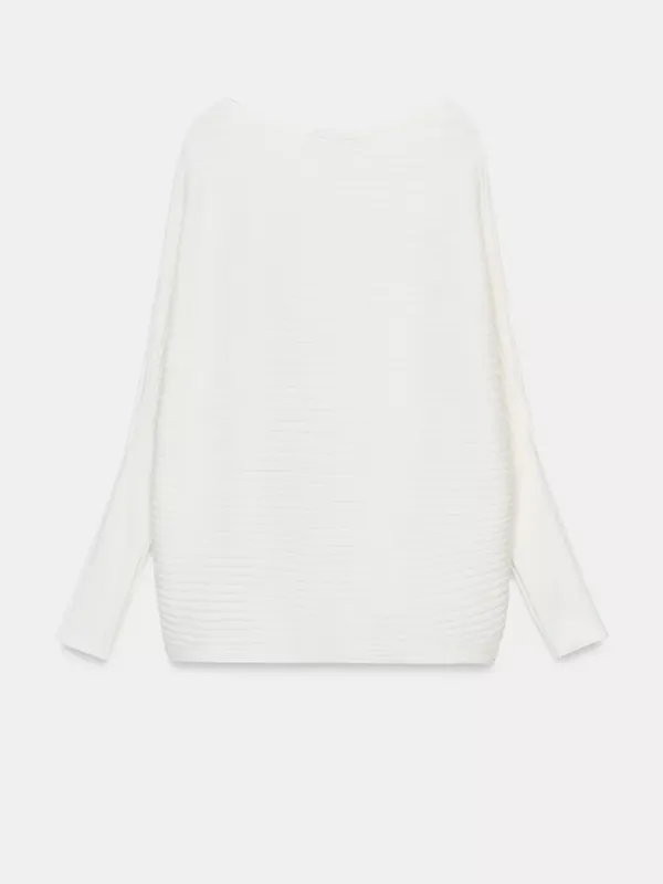 NWT Zara Volume Textured Knit Jumper Sweater Boat Neck White Sz S-M - Image 8