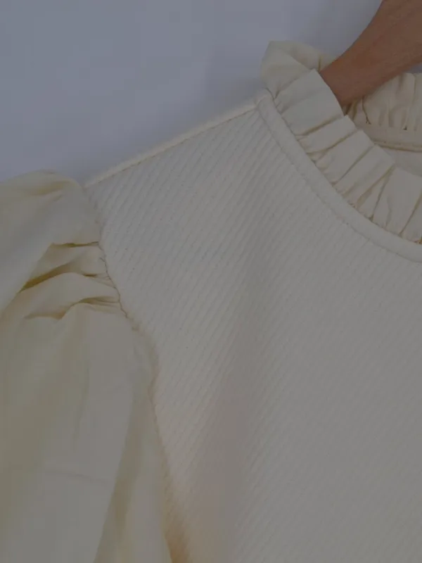 THML Cream Puff Sleeve Mock Neck Mini Dress Size S - Image 4