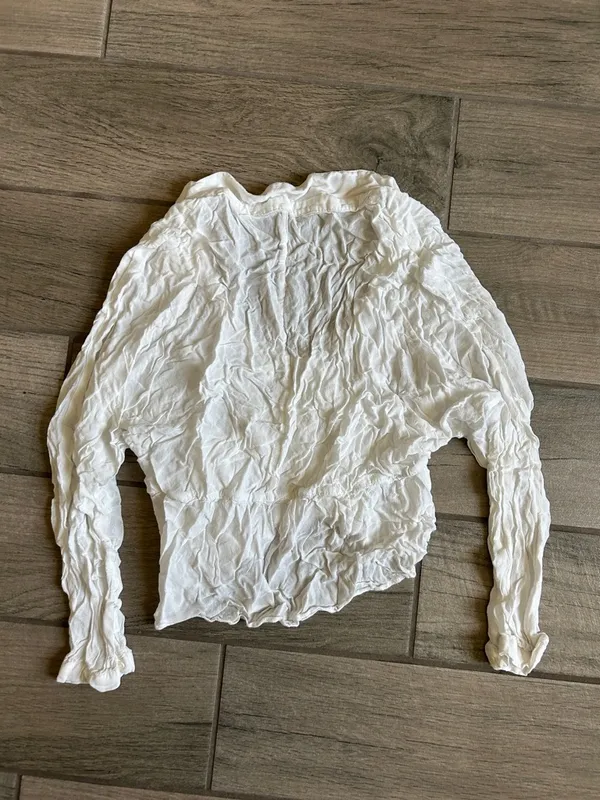 Zara White Crinkled Wrap Blouse - Image 4