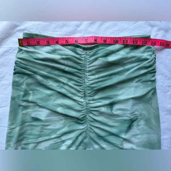 House of Harlow 1960 Mint Green Teal Tie Dye Ruched Maxi Skirt - Image 9