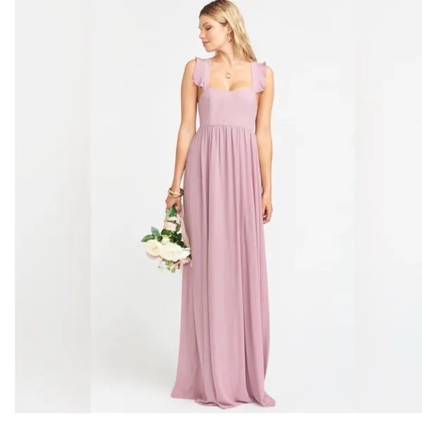 Show Me Your‎ MuMu June Maxi Bridesmaid Dress in Antique Rose Chiffon XXS $198 - Image 2