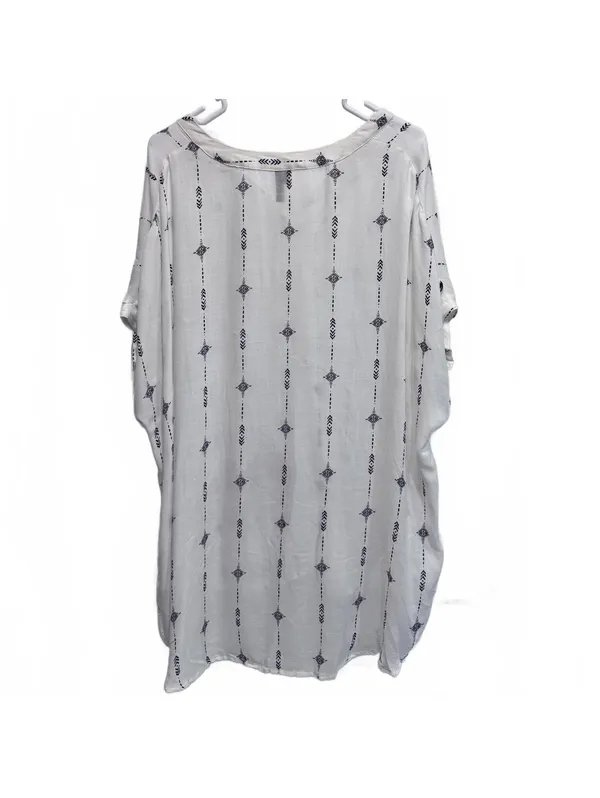 Maurices White Boho Print Short Sleeve V-Neck Tunic Top Plus Size 3X - Image 2