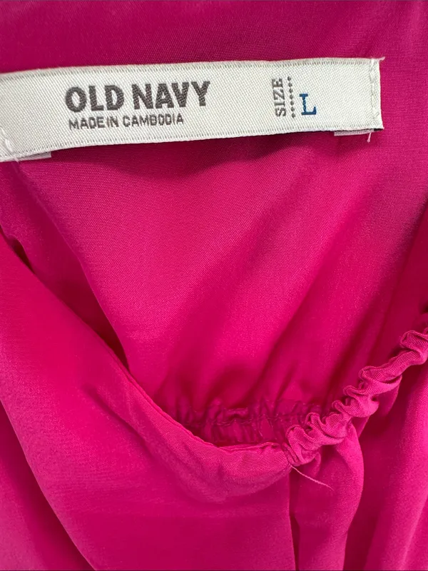 Old Navy Hot Pink Orange Maxi Dress Colorblock L halter style beach vacation - Image 5
