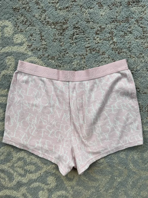 Victoria’s Secret Logo Waffle Knit Thermal Long Sleeve & Short Set Pink Medium - Image 10