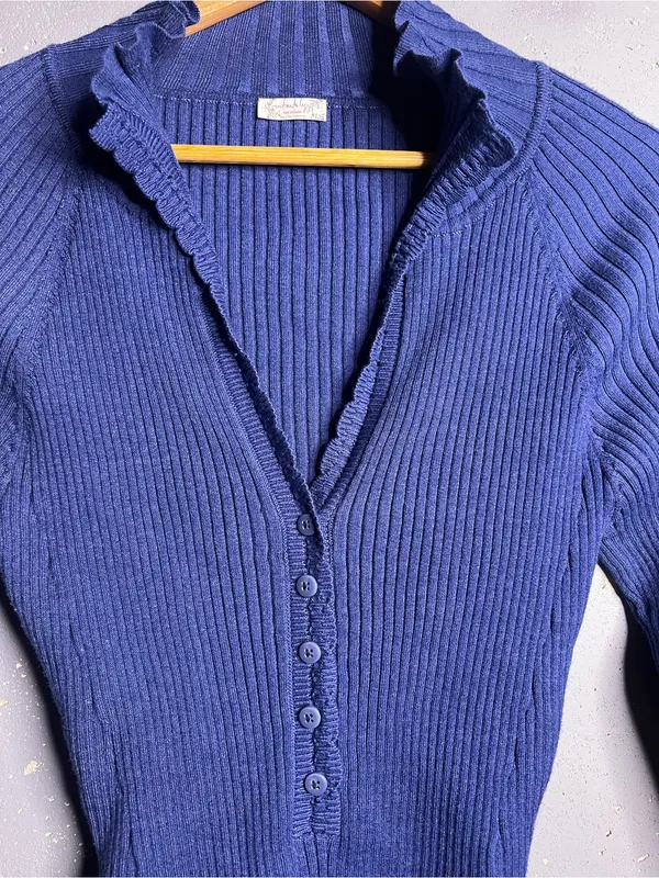 FREE PEOPLE Ready For It Bodysuit in Blue. Size Large - Image 4