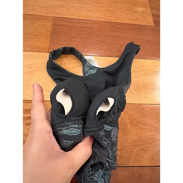 NWOT Lululemon Sports Bra Womens Black Teal Floral High Neck Racerback 4 - Image 4