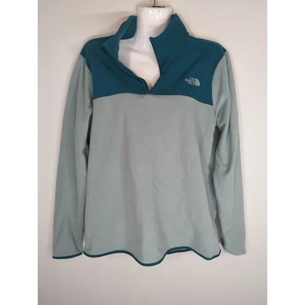 The North Face TKA Glacier 1/4‎ Zip Pullover Teal & Gray Sweater Women's Large - Image 2