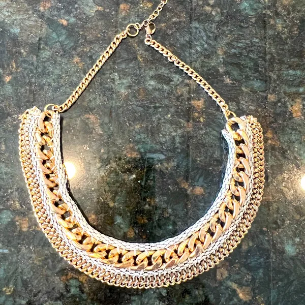 Vintage 90s statement‎ necklace Gold - Image 2