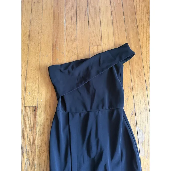 Showpo Dress Womens 0 Black One Shoulder Side Slit Mermaid Maxi Formal Gown - Image 3