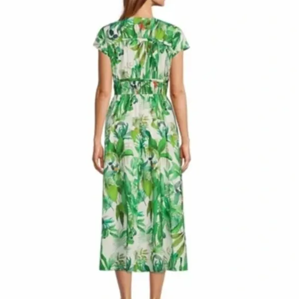 Antonio Melani Tropical Print Midi Dress Size‎ 2 Green Botanical Resort Chic - Image 2