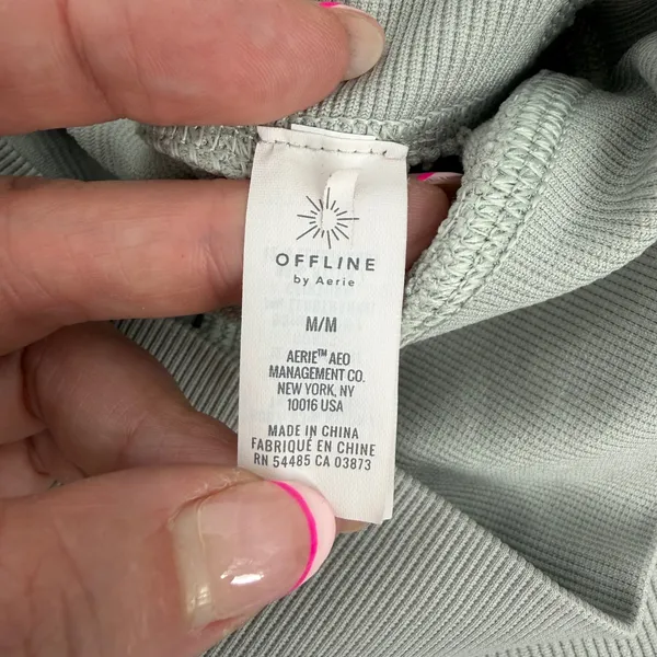 OFFLINE by Aerie Leggings Womens Medium Sage Green Ribbed High Rise Yoga - Image 8