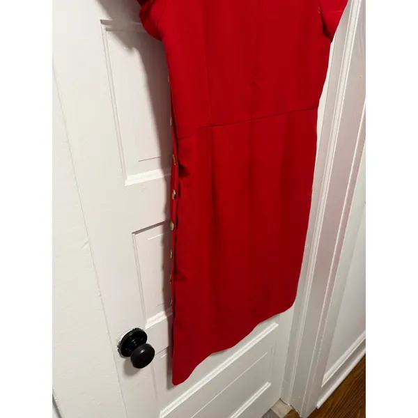 Ann Taylor plus size Red Side Button Sheath Dress Short Sleeve Scoop Neck Lined‎ - Image 5
