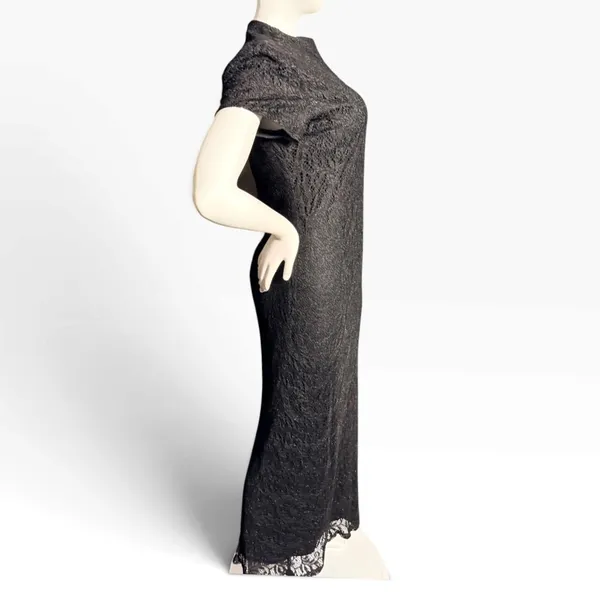 Vintage 90s Jessica Howard Black Lace Maxi Cocktail Dress Size 12 Made USA goth - Image 3
