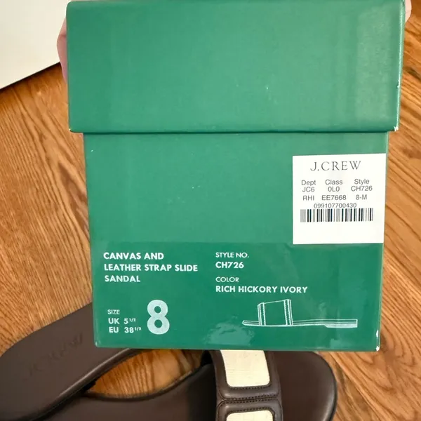 NIB J.Crew Georgina Sandals in Canvas and Leather Strap Slide Sandals size 8 - Image 6