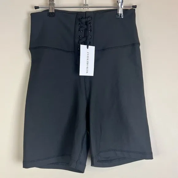 WeWoreWhat Lace Up High‎ Rise Biker Shorts Black Size Medium - Image 9