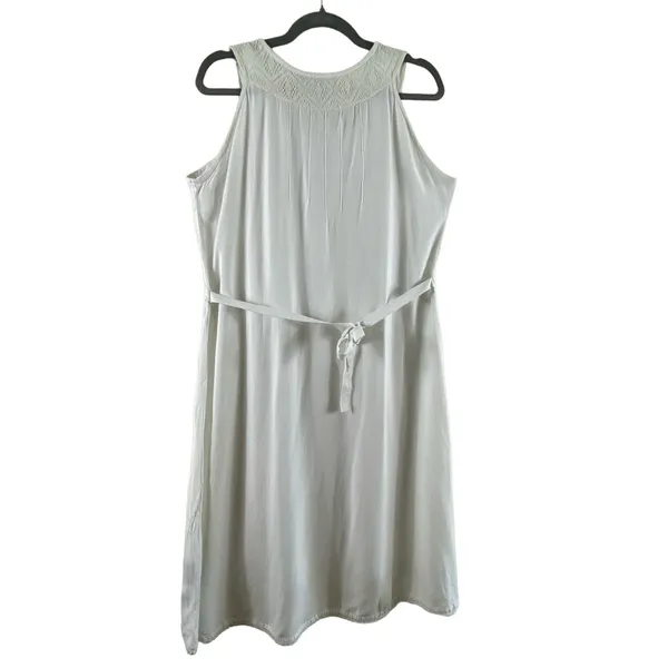 Coline NWT White‎ Sleeveless Dress Embroidery Large - Image 2