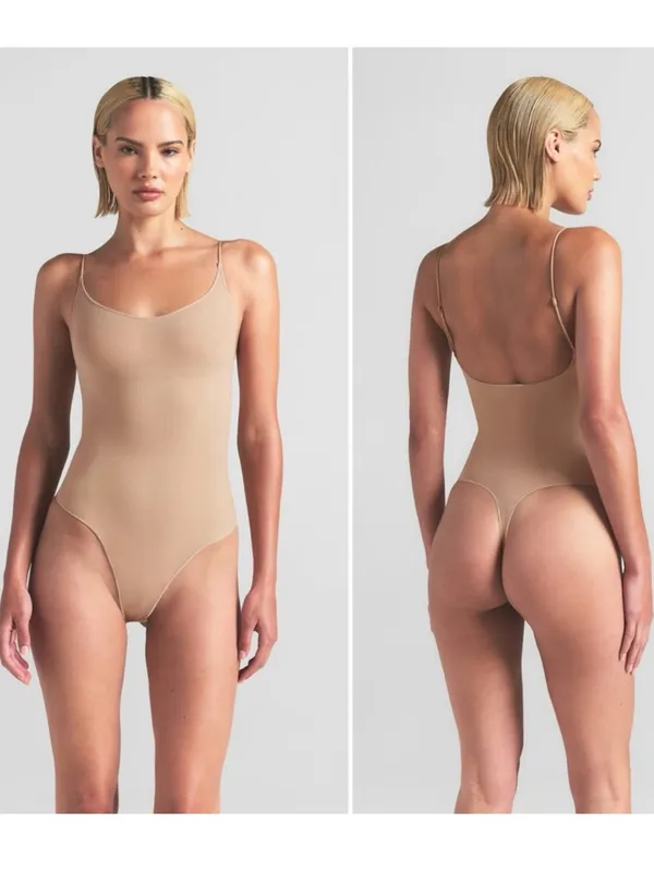 SKIMS Sheer Seamless Thong Bodysuit shapewear clay small (G21) NWT - Image 2