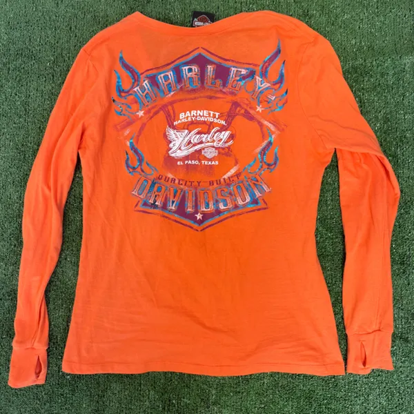 Harley-Davidson Women's Vibrant Orange Long Sleeve Tee - Image 2