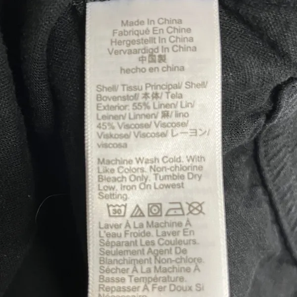 J Crew Linen & Viscose Blend Drawstring Shorts Size M Black - Image 3