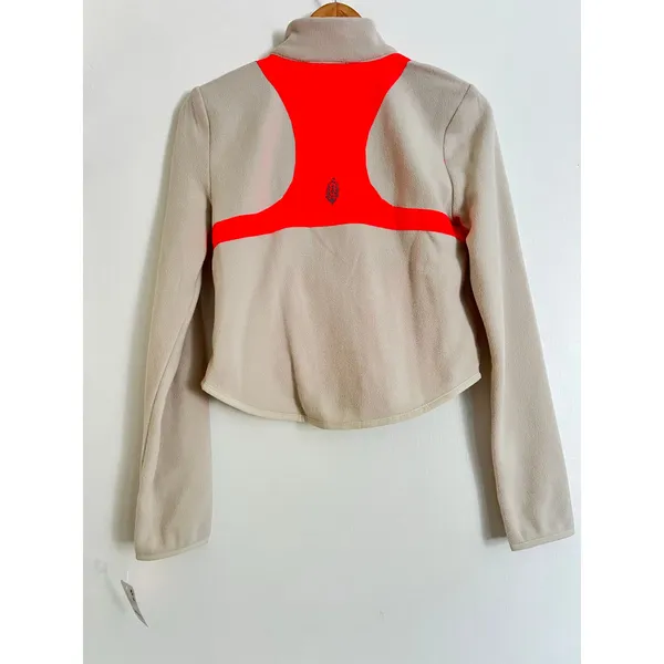 NWT‎ Free People In The Zone Zip Up Fleece XS Beige Pink Lightweight Outerwear - Image 5
