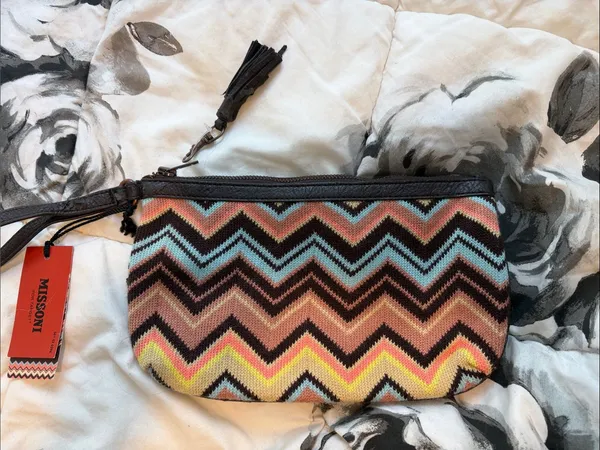 Missoni for 🎯Knit Pouch Multicolor Zigzag Wristlet Pouch - Image 2
