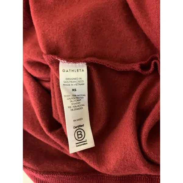 Athleta Red Luxe Lounge Sweatshirt‎ Athleisure Minimalist Basic XS - Image 5
