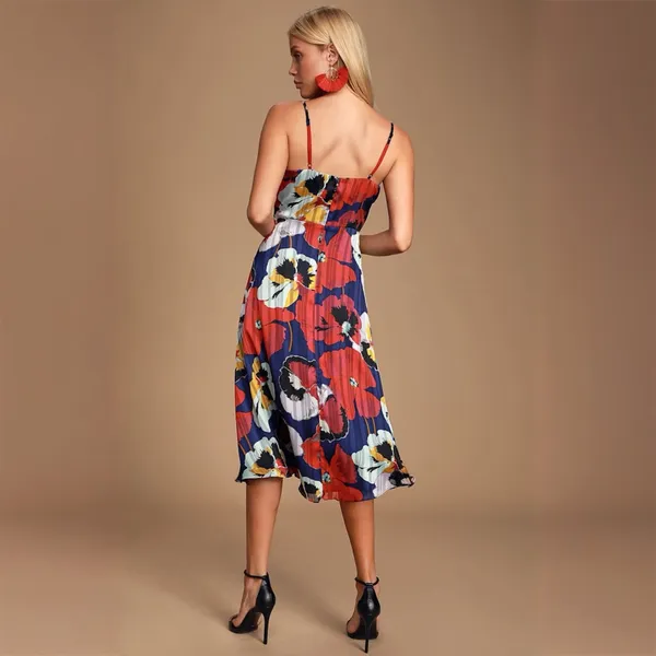Lulus All About Love Royal Blue Floral Print Midi Dress Size XS - Image 2