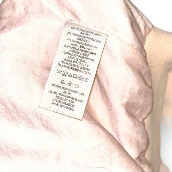 Free People Pale Pink Bomber Jacket Oversized Slouchy Linen Size XS - Image 4