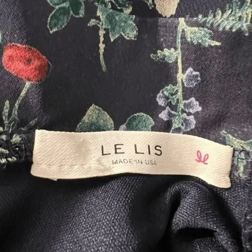 LE LIS Navy‎ Floral Long Sleeve Tiered Ruffle Trim Mini Shift Dress NWOT Large - Image 10