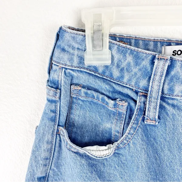 SOCIAL TOURIST Blue Ultra High Rise Baggy Hearts Patches Wide Leg Jeans 26 Boho - Image 8