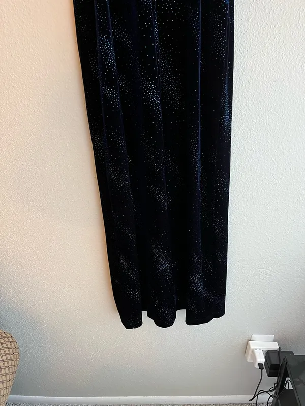 90s Y2K Navy Blue Velvet Formal Dress - Image 7