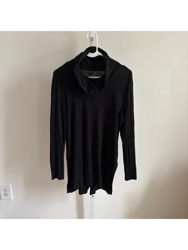 J. Jill EUC Women's Black Pima Cotton Cowl Neck Tunic Top Size S - Image 2