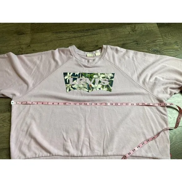 EUC Womens Levi's Long Sleeve Sweatshirt Crewneck Pink Floral Logo‎ Size 3XL - Image 8
