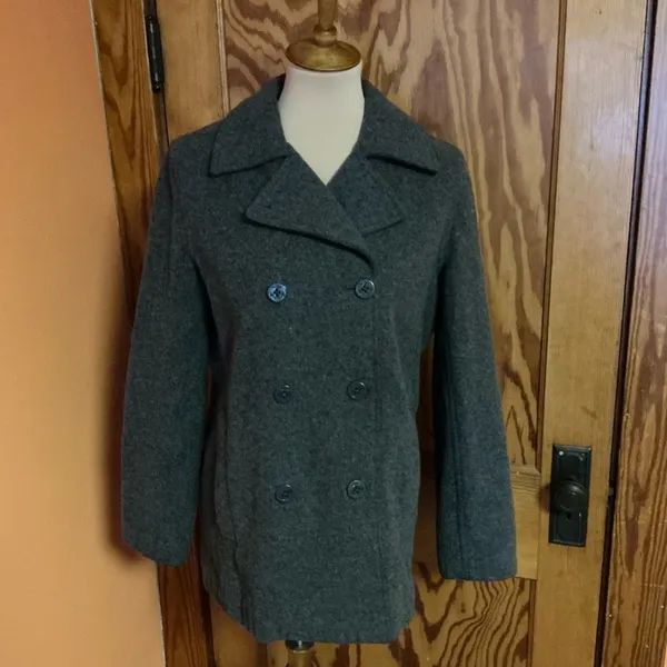 Vtg Y2K American Eagle Peacoat Gray Wool Blend Double Breasted Jacket M - Image 10