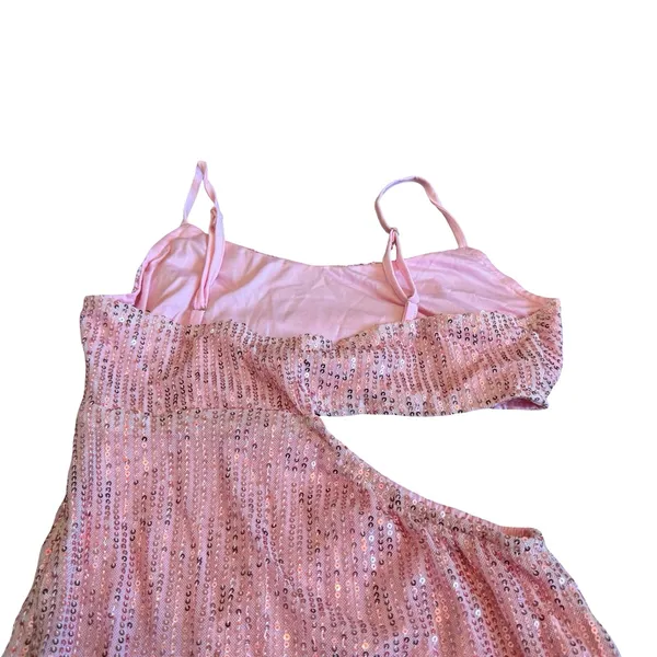 Just Quella Pink Sequin Mini Dress Cutout Spaghetti Strap Cocktail Small NWT - Image 8