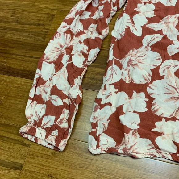 Billabong Winding Roads Top Womens‎ Small Floral Blouse Long Sleeve Tie Neck - Image 3