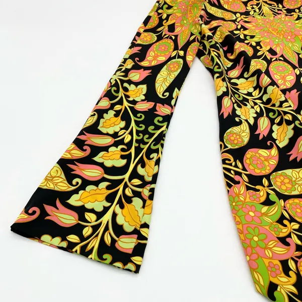 Zara Womens XS Mini Bodycon Floral Paisley Dress Bell Sleeve Cutout Multicolor‎ - Image 11
