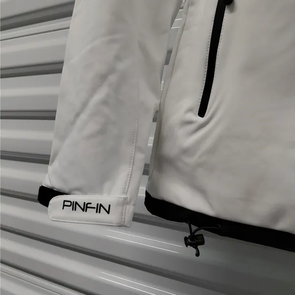 PinFin Womens Hooded Windbreaker Jacket Sz Medium White Outdoor Hiking Rain Coat - Image 7
