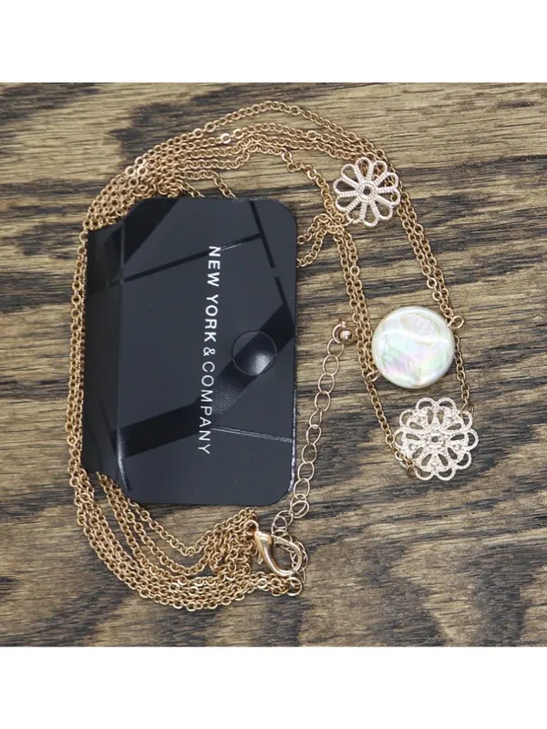 NWT New York & Company Tier Multi Floral Pendants Necklace Rose Gold 18" + 3" - Image 2